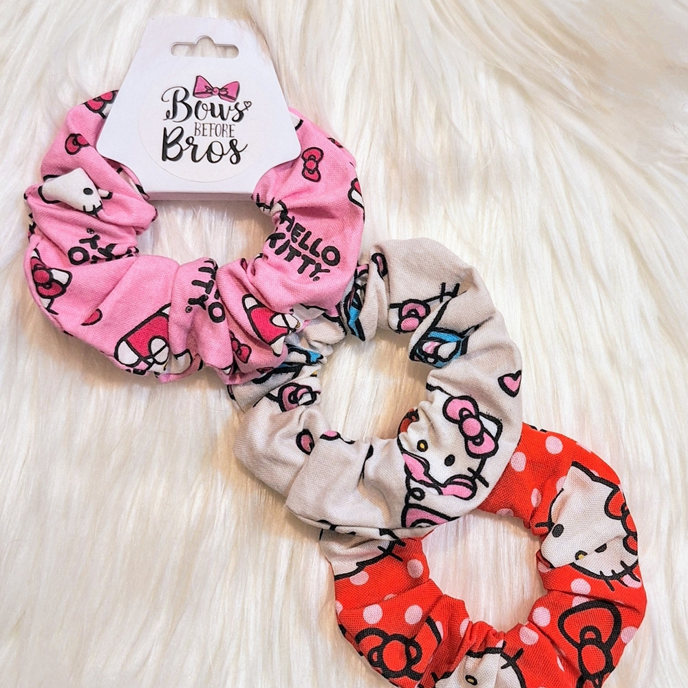 Hello Kitty Scrunchie Set - Pink, White, Red